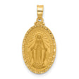 14k Yellow Gold Miraculous Medal Pendant with Virgin Mary and Radiant Halo