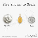 14k Multi-Tone Gold Miraculous Medal Pendant with Virgin Mary Inscription, Oval Religious Jewelry