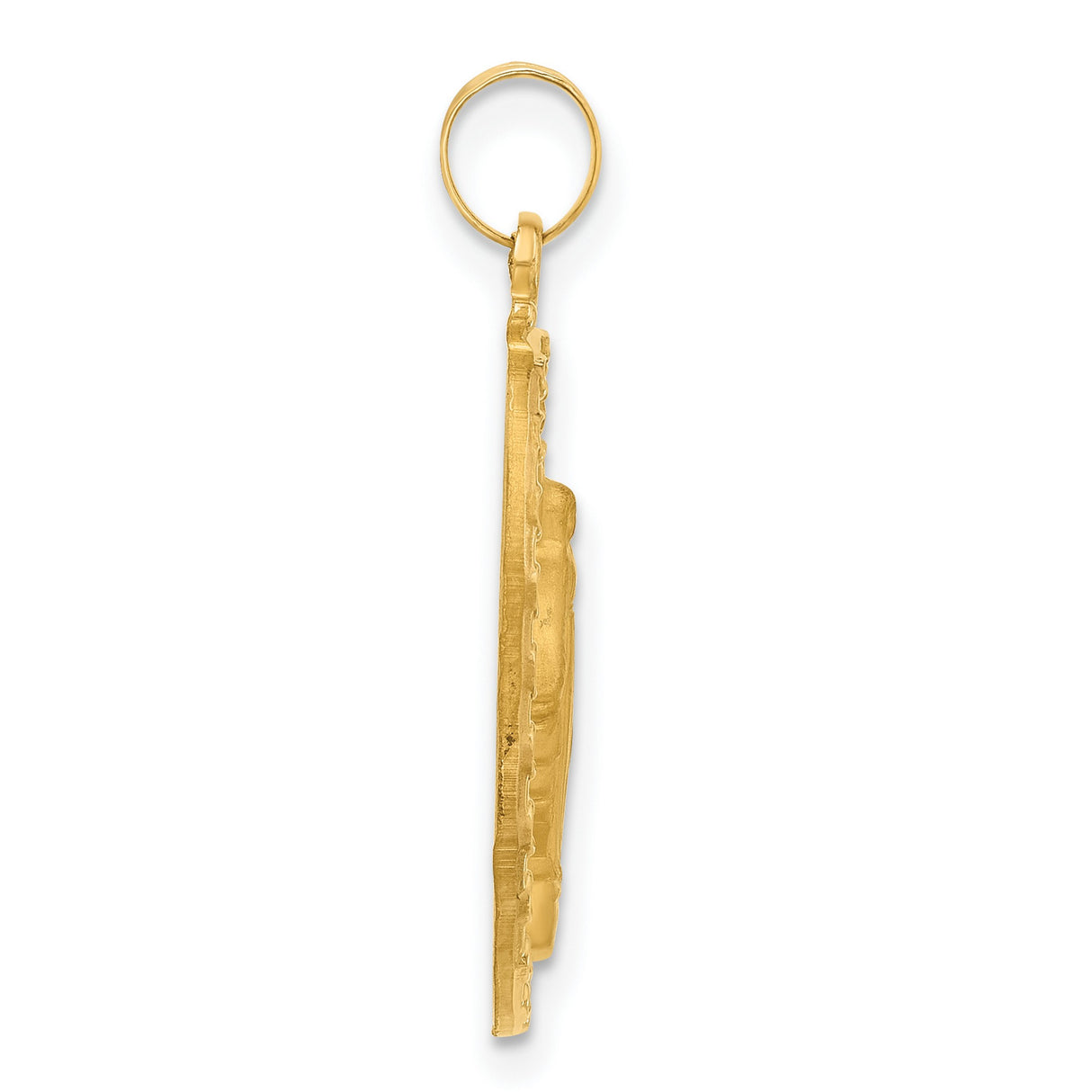 14k Yellow Gold Miraculous Medal Pendant with Virgin Mary and Satin Finish