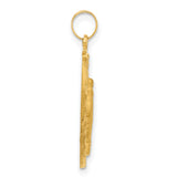 14k Yellow Gold Miraculous Medal Pendant with Virgin Mary and Satin Finish
