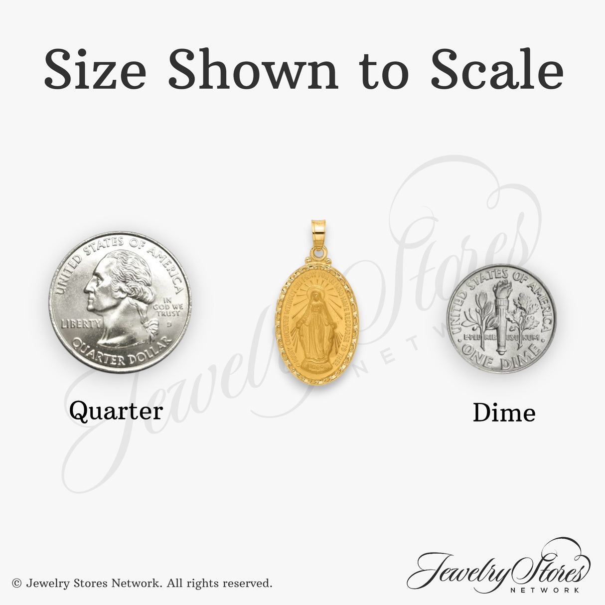 14k Yellow Gold Miraculous Medal Pendant with Virgin Mary and Satin Finish