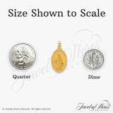 14k Yellow Gold Miraculous Medal Pendant with Virgin Mary and Satin Finish