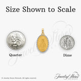 14k Multi-Tone Gold Virgin Mary Pendant with Miraculous Medal and Inscription