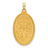 14k Yellow Gold Miraculous Medal Pendant with Virgin Mary Inscription Oval Catholic Jewelry