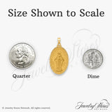 14k Yellow Gold Miraculous Medal Pendant with Virgin Mary Inscription Oval Catholic Jewelry