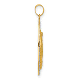 Satin and Polished Miraculous Medal Solid Oval Charm Pendant in Real 14k Multi-Tone Gold