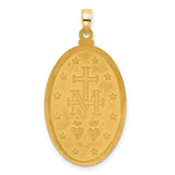 14k Yellow Gold Miraculous Medal Pendant Featuring Virgin Mary and Inscription