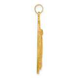 14k Yellow Gold Miraculous Medal Pendant Featuring Virgin Mary and Inscription