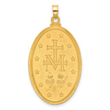 14k Yellow Gold Miraculous Medal Pendant Featuring Virgin Mary and Inscription