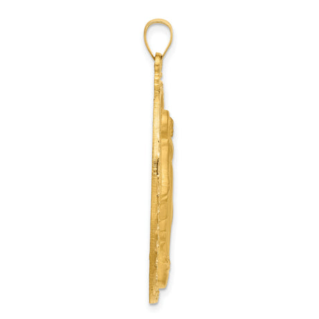 14k Yellow Gold Miraculous Medal Pendant with Virgin Mary and 1830 Inscription