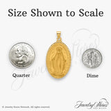 14k Yellow Gold Miraculous Medal Pendant with Virgin Mary and 1830 Inscription