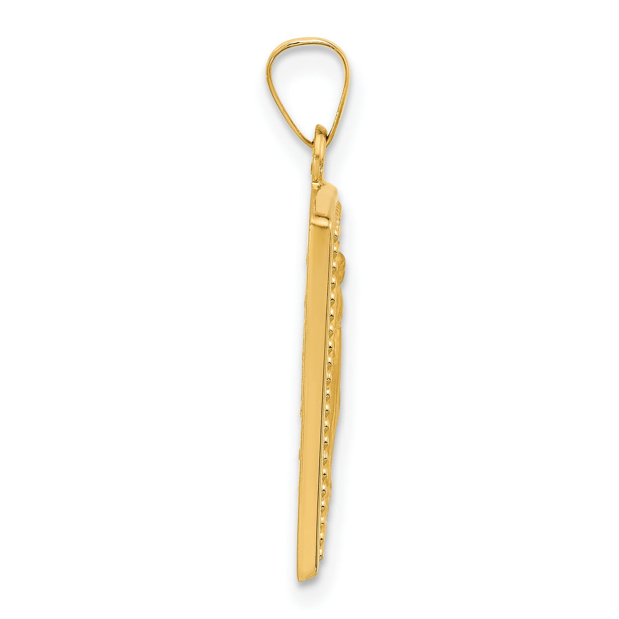 14k Yellow Gold Virgin Mary Rectangular Pendant with Radiant Beams and 1830 Detail