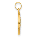 Satin and Polished St Anthony Medal Circle Charm Pendant in Real 14k Multi-Tone Gold