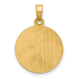 Satin and Polished St Anthony Medal Circle Charm Pendant in Real 14k Multi-Tone Gold