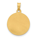 14k Yellow Gold Saint Anthony Pendant with Textured Border, Round Catholic Medal for Women