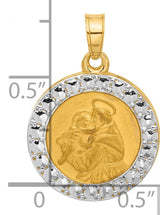 Hollow Saint Anthony Medal Charm Pendant in Real 14k Multi-Tone Gold