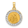 Hollow Saint Anthony Medal Charm Pendant in Real 14k Multi-Tone Gold