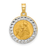 Hollow Saint Anthony Medal Charm Pendant in Real 14k Multi-Tone Gold