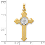 Textured Hollow Budded St Benedict Cross Charm Pendant in Real 14k Multi-Tone Gold