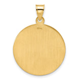 Polished and Satin Solid Saint Christopher Medal Charm Pendant in Real 14k Yellow Gold