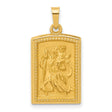 Rectangular Hollow Saint Christopher Medal Charm Pendant in Real 14k Yellow Gold