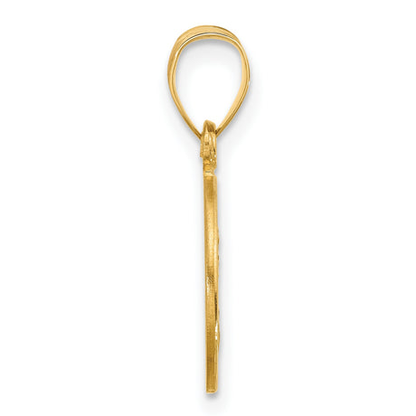14k Yellow Gold Saint Joseph Medal Pendant with Satin Finish and Lily Symbol