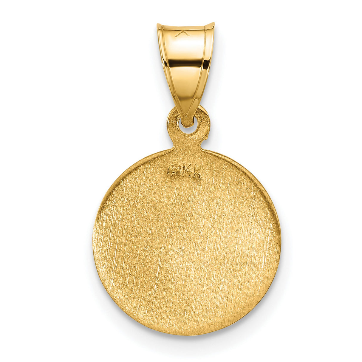 14k Yellow Gold Saint Joseph Medal Pendant with Satin Finish and Lily Symbol