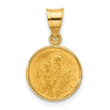 14k Yellow Gold Saint Joseph Medal Pendant with Satin Finish and Lily Symbol