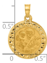 14k Yellow Gold Saint Joseph Pendant Featuring Saint Joseph Holding Jesus, Catholic Medal