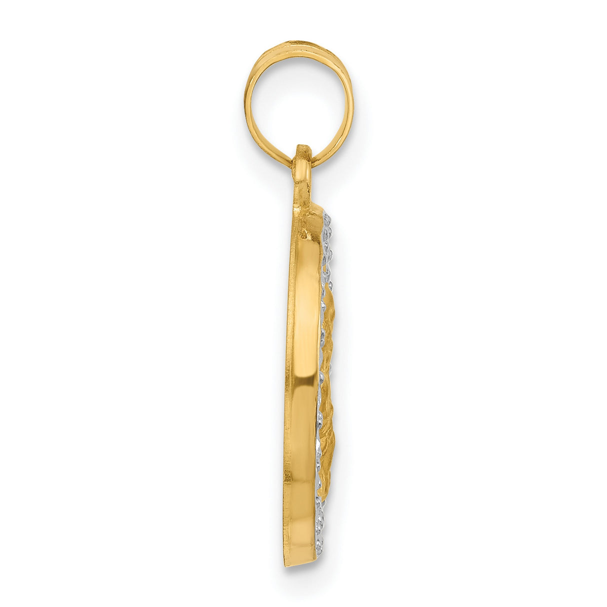 Hollow Saint Joseph Medal Charm Pendant in Real 14k Multi-Tone Gold