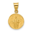 14k Yellow Gold Saint Pendant with Radiating Halo and Staff and Book Design