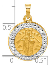 14k Multi-Tone Gold Jesus Pendant with Radiant Halo, Catholic Religious Medallion