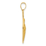 14k Yellow Gold Saint Jude Halo Pendant Medal with Book and Staff Design