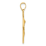 14k Yellow Gold Saint Michael Pendant, Archangel Medallion Defeating Dragon, Religious Jewelry