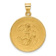 14k Yellow Gold Saint Michael Pendant, Archangel Medallion Defeating Dragon, Religious Jewelry