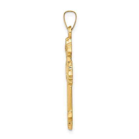 14k Yellow Gold Orthodox Cross Pendant with Scrollwork and Layered Design