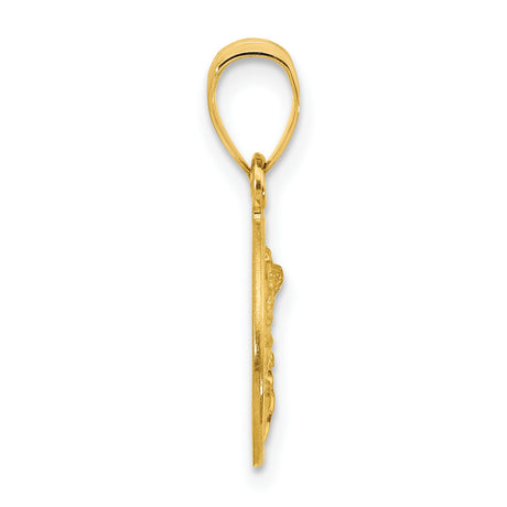 14k Yellow Gold Saint Michael Pendant with Embossed Archangel Design