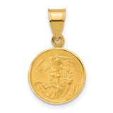 14k Yellow Gold Saint Michael Pendant with Embossed Archangel Design
