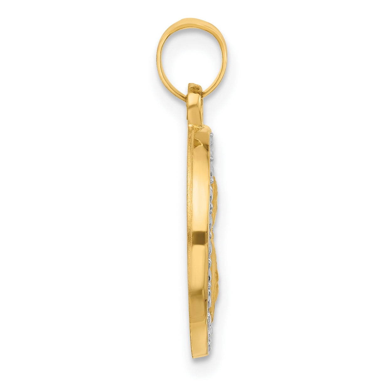 Hollow Saint Theresa Charm Pendant in Real 14k Multi-Tone Gold