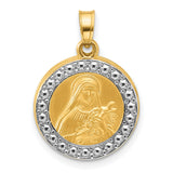Hollow Saint Theresa Charm Pendant in Real 14k Multi-Tone Gold