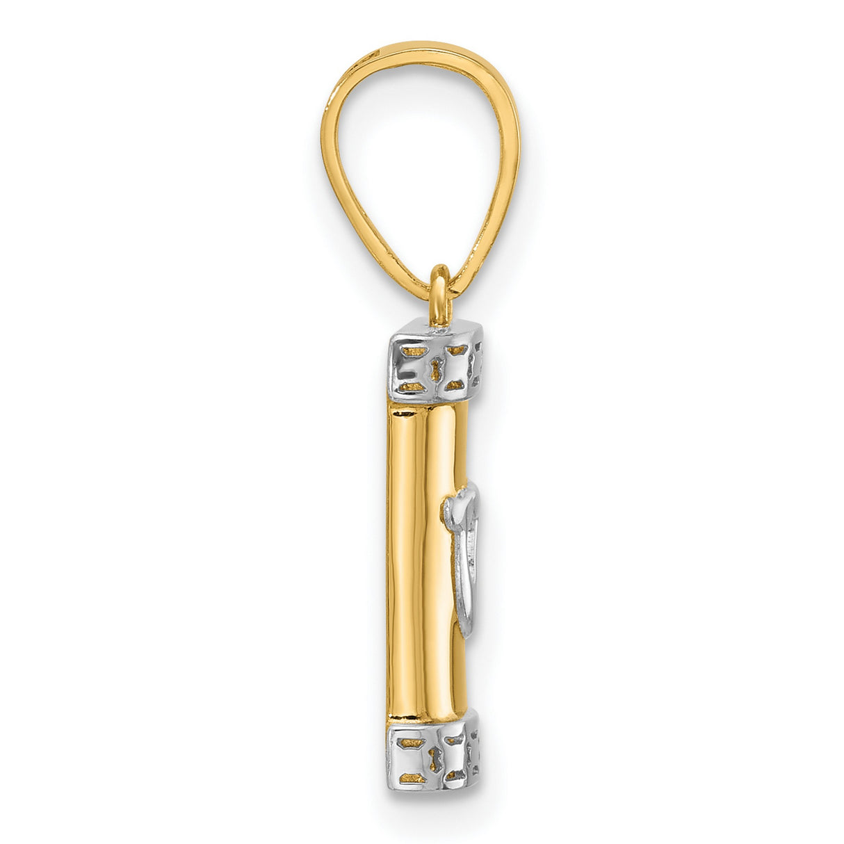Polished Mezuzah Charm Pendant in Real 14k Multi-Tone Gold