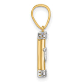 Polished Mezuzah Charm Pendant in Real 14k Multi-Tone Gold