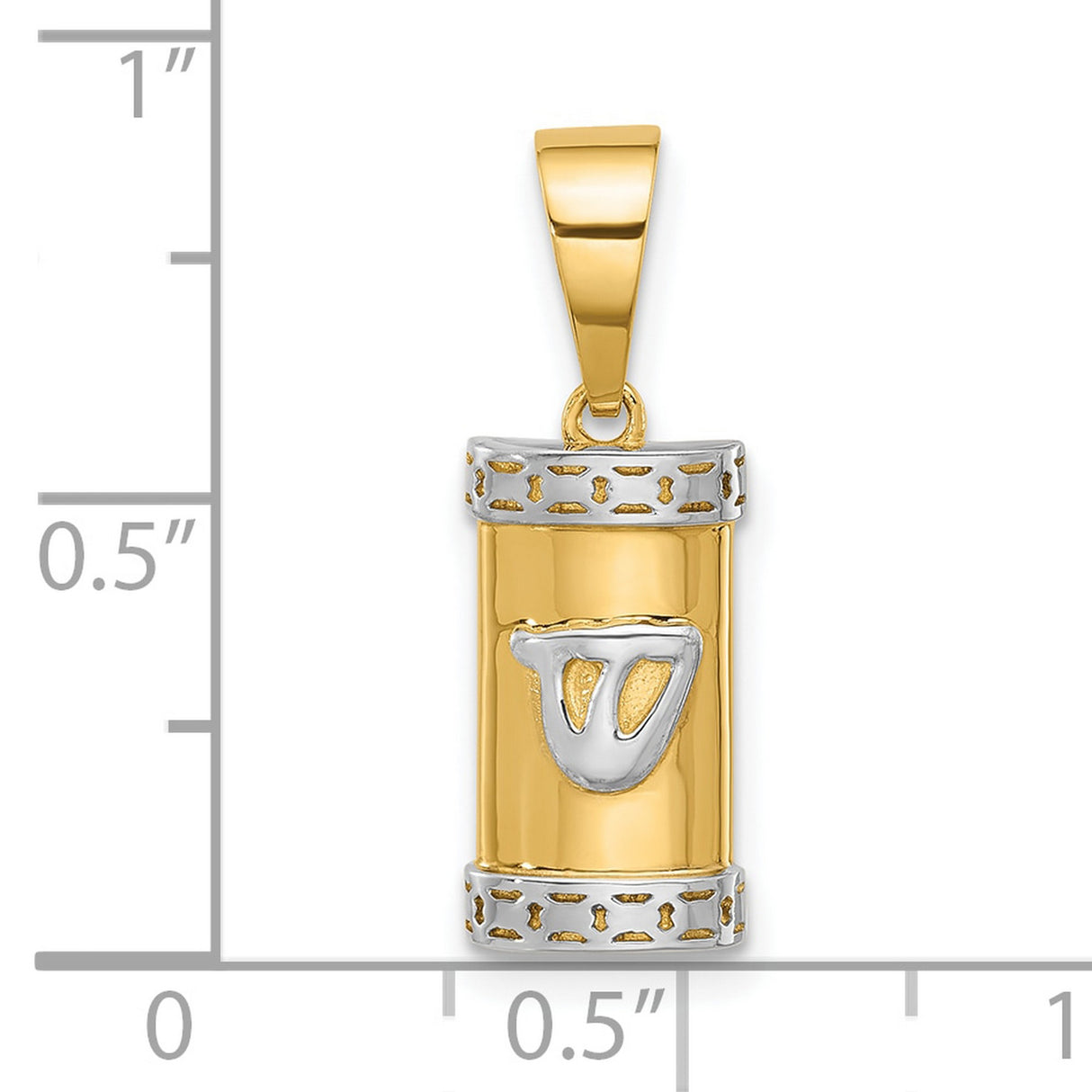Polished Mezuzah Charm Pendant in Real 14k Multi-Tone Gold