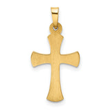 Hollow Latin Cross Charm Pendant in Real 14k Yellow Gold