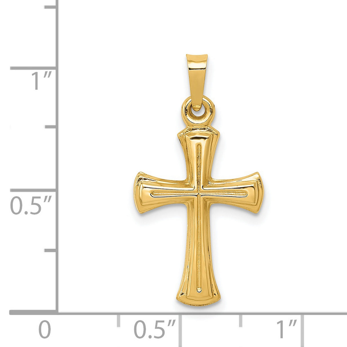 Hollow Latin Cross Charm Pendant in Real 14k Yellow Gold