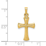 Hollow Latin Cross Charm Pendant in Real 14k Yellow Gold