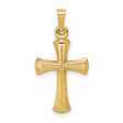 Hollow Latin Cross Charm Pendant in Real 14k Yellow Gold