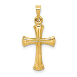 Hollow Latin Cross Charm Pendant in Real 14k Yellow Gold