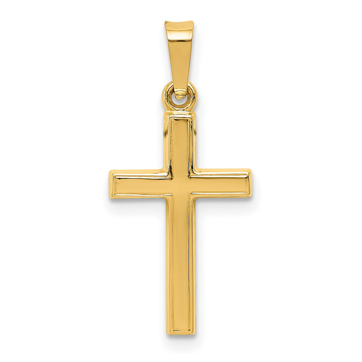 Hollow Diamond-Cut Latin Cross Charm Pendant in Real 14k Yellow Gold