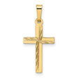 Hollow Diamond-Cut Latin Cross Charm Pendant in Real 14k Yellow Gold